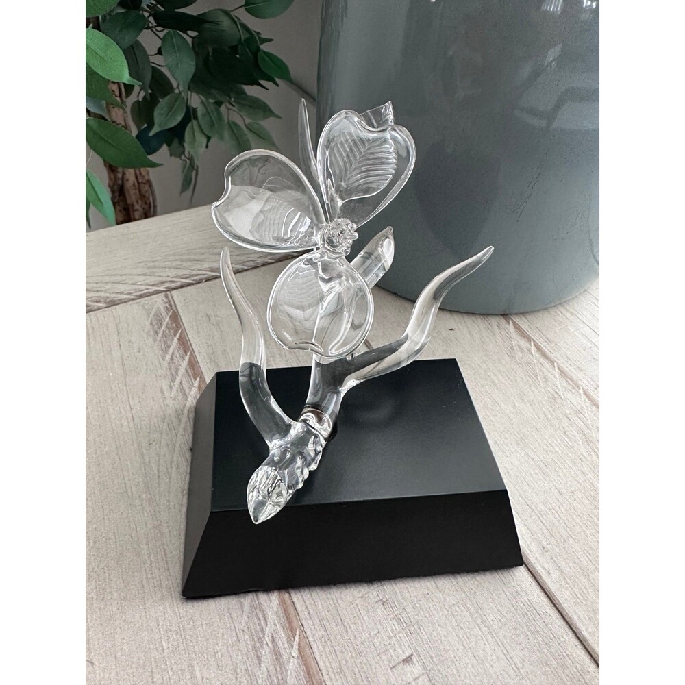 Frabel Studios Glass *3 Petal* Orchid Flower Sculpture Dogwood Blossom Vintage